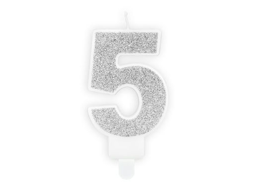 Picture of BIRTHDAY CANDLE SILVER NUMBER 5